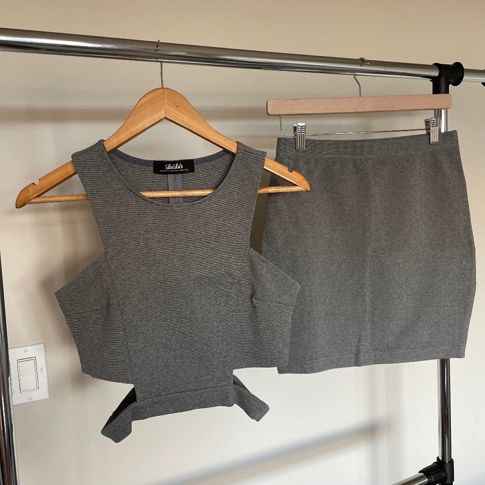 Lulu's, Grey cutout 2 piece dress, Size medium